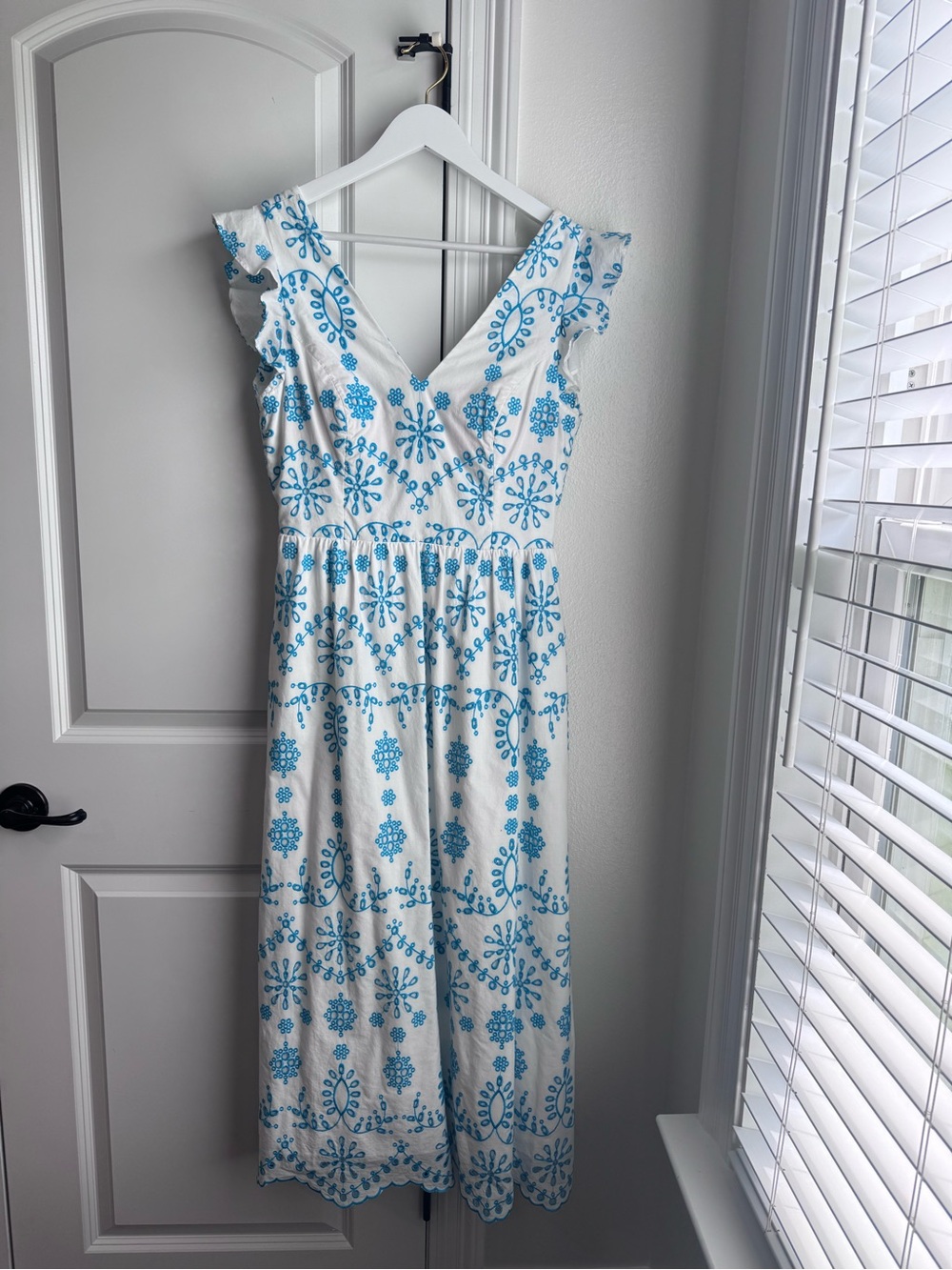 Lilly Pulitzer White Midi Dress with Turquoise Embroidered Motifs